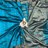  Blue color Handloom Silk Sarees in Tussar Paat Silk 