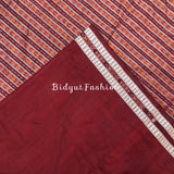 Sambalpuri Ikat Silk Saree | Double Ikat Weaving Border | Authentic Odisha Handloom image 5 of 5 contrast maroon color blouse piece