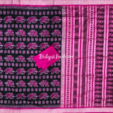 Traditional Odisha Handloom Sambalpuri silk Saree | Black color blouse pink
