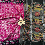 Odisha handloom Odia alphabet motif Ikat Silk Saree - Bidyut Fashion