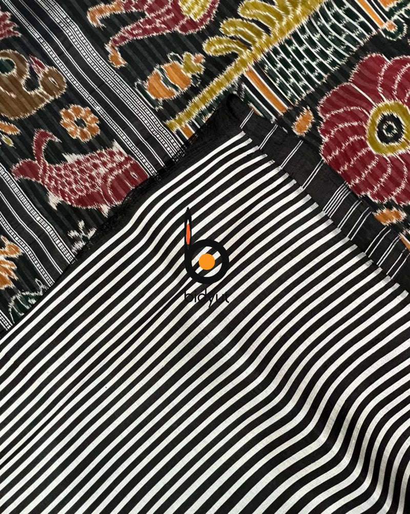Odisha handloom Odia alphabet motif Ikat Silk Saree