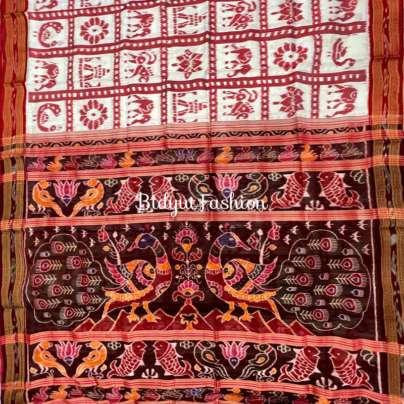 Elegance in White  Nabakothi | Nuapatna Ikat Khandua Sarees | Odisha Handloom Collection at Bidyut Fashion House