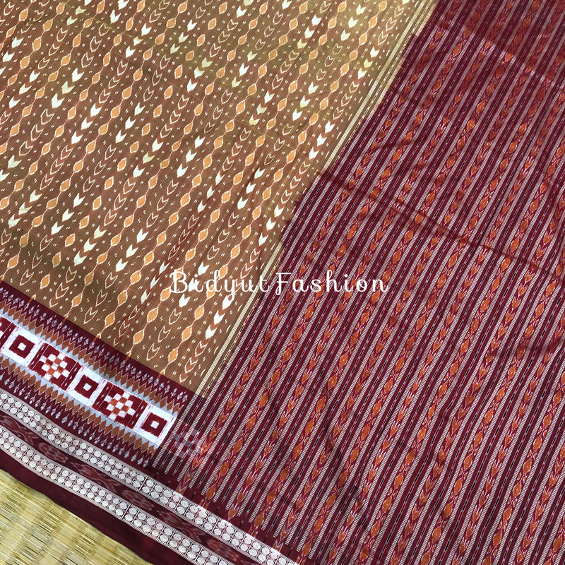 Sambalpuri Ikat Silk Saree | Double Ikat Weaving Border | Authentic Odisha Handloom image 3 of 5