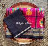 style Nabakothi  Ikat Odisha Handloom Silk Saree with a contrast blouse